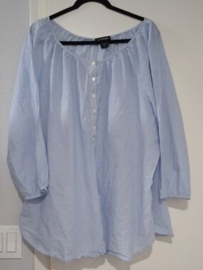 Lane Bryant Light Blue Button-Front Peasant Tunic
